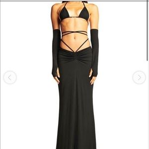 Iamgia halo black skirt bra arm warmer set XXS